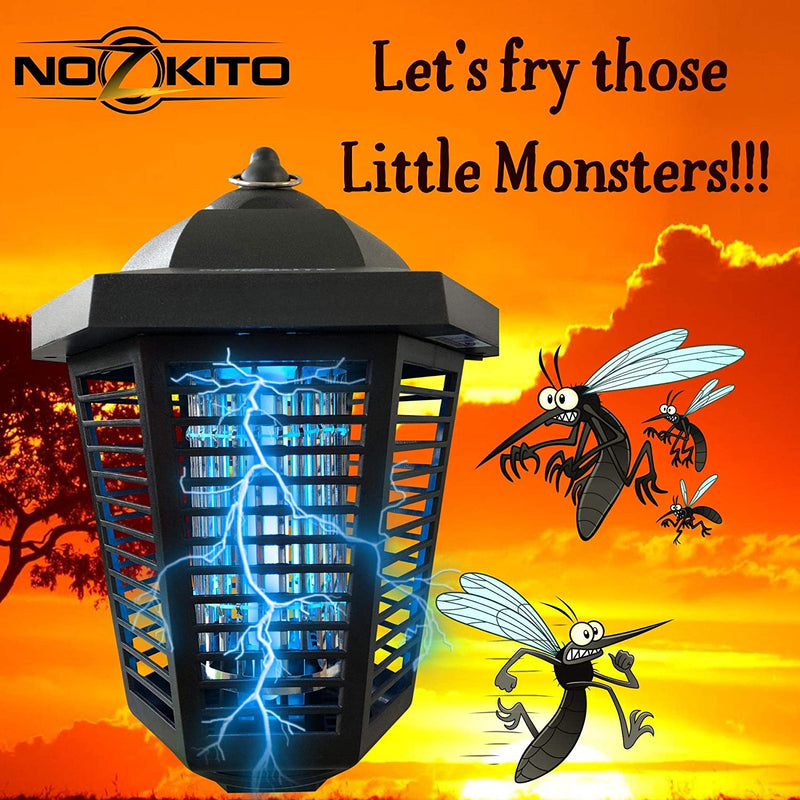 Nozkito Bug Zapper Mosquito Killer - Powerful 2000 Volts for Outdoor Use. 6 Foot Power Cord with Rainproof On/Off Switch. 1/2 Acre Coverage. Insect Trap UV Lamp