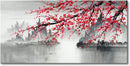 Traditional Chinese Painting Hand Painted Plum Blossom Canvas Wall Art Modern Black and White Landscape Oil Painting for Living Room Bedroom Office Decoration (48x24 inch)