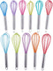 TEEVEA  8 and 10 Inch Silicone Whisk, 2-Pack Balloon Egg Dough Whisk Set Solid Color (Random Color Sent)