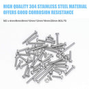 DYWISHKEY 310 Pieces M2 x 4mm/6mm/8mm/10mm/12mm/16mm/20mm, Stainless Steel 304 Phillips Pan Head Cap Bolts Screws Nuts Kit