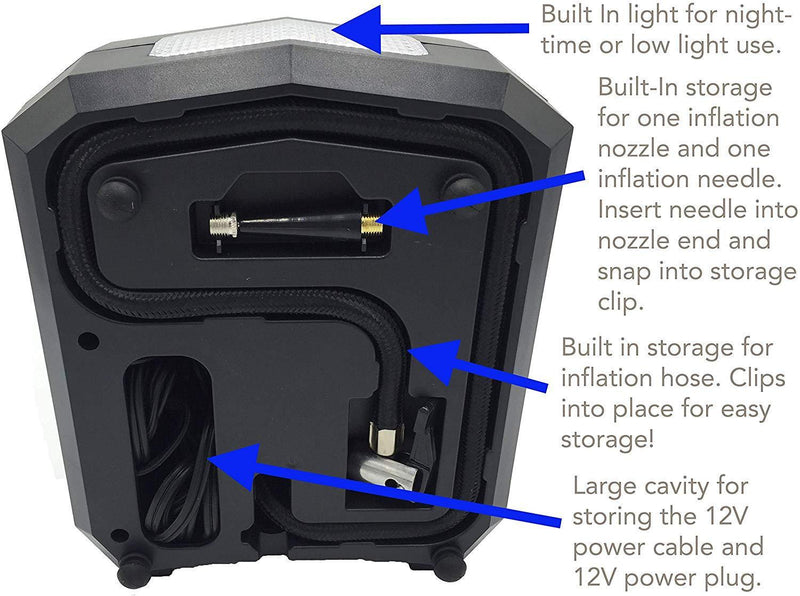 Truck Upfitters' 12V Air Compressor Pump with Digital Display and Auto Preset. Compact, Perfect for Car/Truck Tires and All Your Marine/Boat Inflatables!