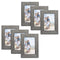 TWING Picture Frames Wood Pattern 4x6 High Definition Glass Tabletop or Wall Rustic Photo Frame for Table Top and Wall Display,Log Stripe Photo Frames,6 Pack (Light&Brown)