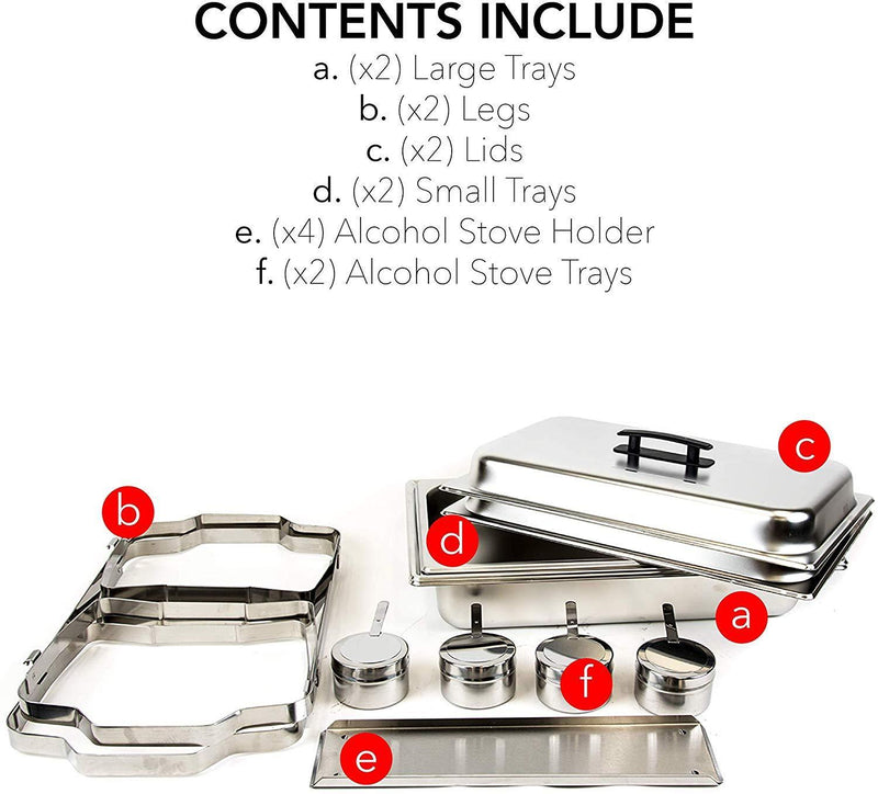 ALPHA LIVING 70012 2 Pack 8QT Chafing Dish High Grade Stainless Steel Chafer Complete Set, One Pack, white