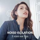 Moshi Mythro LT Earphones, Lightning MFi Certified, Noise Isolation, DAC 24-bit/ 48 kHz,3 Button Control Microphone, Hybrid Injection eartips - White