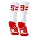 Classic Stripe Team Number Socks | Woven Mid-Calf | White & Red