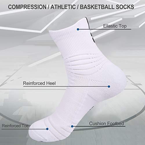 DISILE Elite Basketball Socks, Cushioned Dri-Fit Athletic Crew Socks - Thick Sports Socks For Men & Women