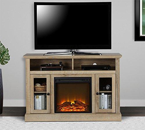 Ameriwood Home Chicago TV Stand with Fireplace, Rustic Gray