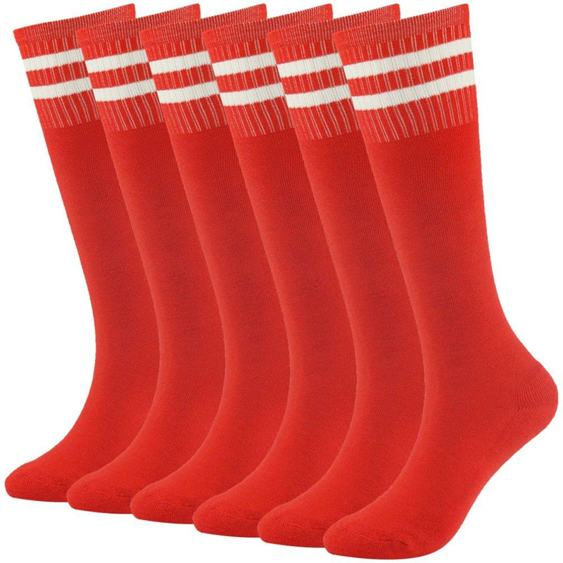 Youth Soccer Socks Fasoar Teens Knee High Football Socks Long Striped Rugby Tube Socks 2/6/10 Pairs