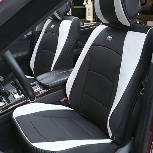 FH Group PU205BLACKREDTRIM102 Black PU205102 Ultra Comfort Leatherette Front Seat Cushions (Airbag Compatible) Red Trim