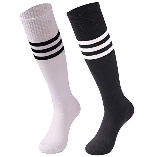 saounisi Unisex Tube Socks Stripe,2 Pairs Knee High Football Soccer Volleyball Baseball Cheerleading Team Socks