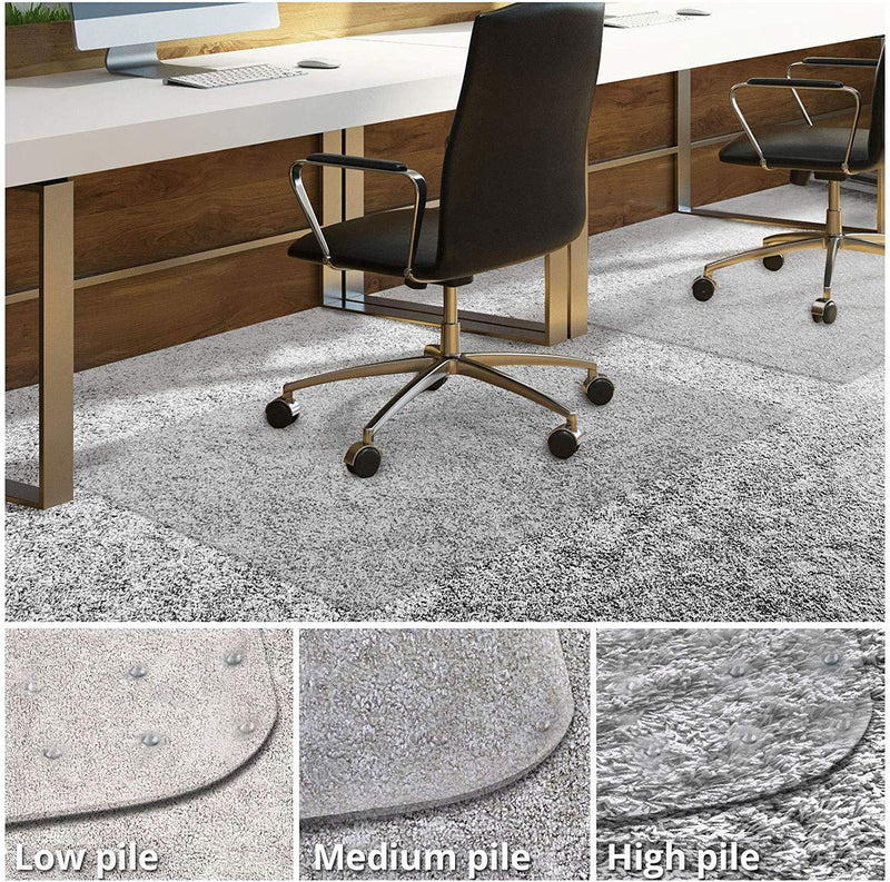 Office Marshal Chair Mat for Carpeted Floors | Desk Chair Mat for Carpet | Clear PVC Mat in Different Thicknesses and Sizes for Every Pile Type | Medium-Pile 40"x48"