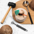 Coconut Opener Set for Young & Mature Coconuts by CoCoMaster |Coconut Tools for Meat Removal with Hammer & Stainless Steel Knife |Premium Utensil,Easy to Use and Comfortable,Super Safe For Your Hands