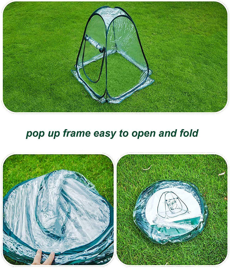 porayhut Clear PVC Greenhouse Cover Flower House Mini Gardening Plant Flower Pop Up Tent，Backyard Greenhouse Cover for Cold Frost Protector Gardening Plants