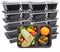 DuraHome - Round Meal Prep Containers with Lids 28oz. Pack of 10 BPA-Free Round Microwaveable Black Plastic Food Storage Container (2 Compartments)