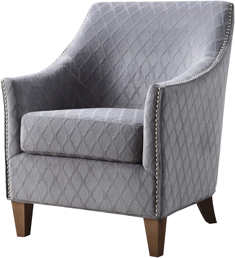 Emerald Home Furnishings  Kismet Wembley Buff Accent Chair with Diamond Pattern Fabric And Nailhead Trim