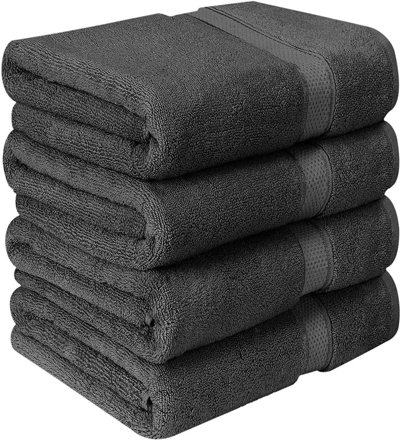 Utopia Towels Premium Bath Towels (Pack of 4, 27 x 54) 100% Ring-Spun Cotton Towel Set for Hotel and Spa, Maximum Softness and Highly Absorbent (Grey)
