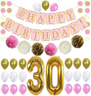 KATCHON 031 Party Decorations Kit-Happy Birthday Banner, 30th Balloons,Gold and Black, Number 30