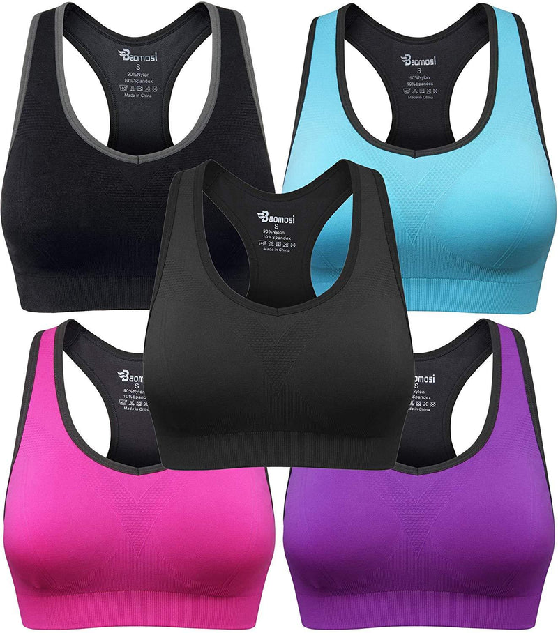 BAOMOSI Women's Seamless Racerback Sports Bra High Impact Support Yoga Gym Workout Fitness