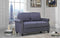 Sofamania Classic Living Room Linen Loveseat with Nailhead Trim and Storage Space (Blue)