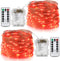 Lhomeled 2 Pack Led Fairy Lights Fairy String Lights Battery Operated Waterproof 8 Modes 50 LED 16.5ft String Lights Copper Wire Firefly Lights Remote Control Timer Halloween Christmas Lights Red