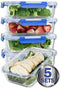 [LARGER PREMIUM 5 SET] 36 Oz. Glass Meal Prep Containers with Lifetime Lasting Snap Locking Lids Glass Food Containers BPA-Free, Microwave, Oven, Freezer and Dishwasher Safe (4.5 Cups, 36 Oz.)