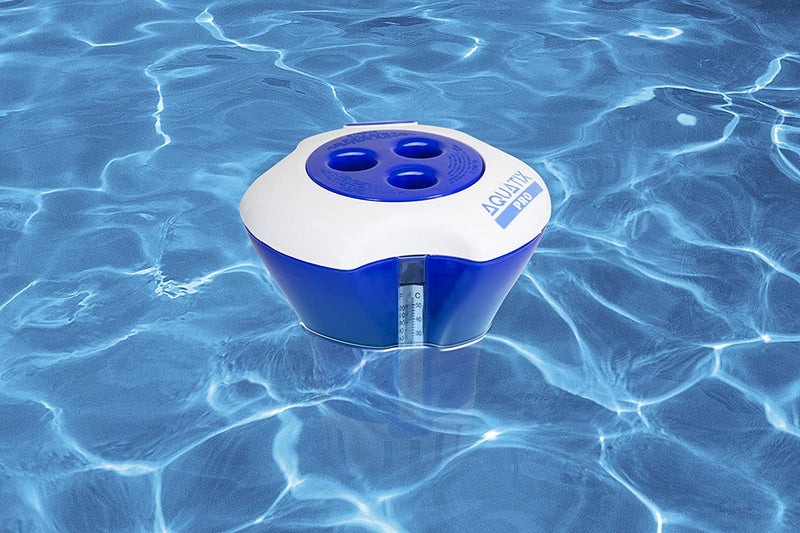 Aquatix Pro Large Pool Chemical Dispenser with Thermometer, Strong Floating Chlorine Dispenser for Indoor & Outdoor Swimming Pools, Up to 3" Bromine Tablet Holder, Use as a Spa Chemical Dispenser