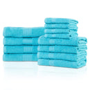 Superior 100% Ringspun Cotton 12Pc Towel Set (4 Bath, 4 Hand, 4 Face) - Turquoise