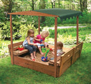 Badger Basket Covered Convertible Cedar Sandbox with Canopy and Bench Seats