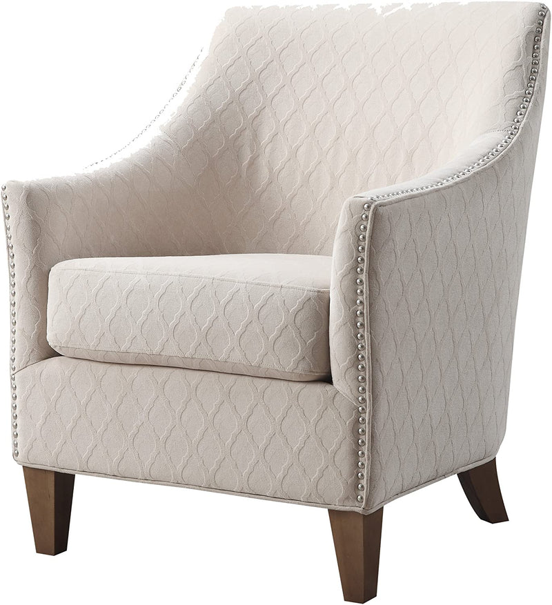 Emerald Home Furnishings  Kismet Wembley Buff Accent Chair with Diamond Pattern Fabric And Nailhead Trim