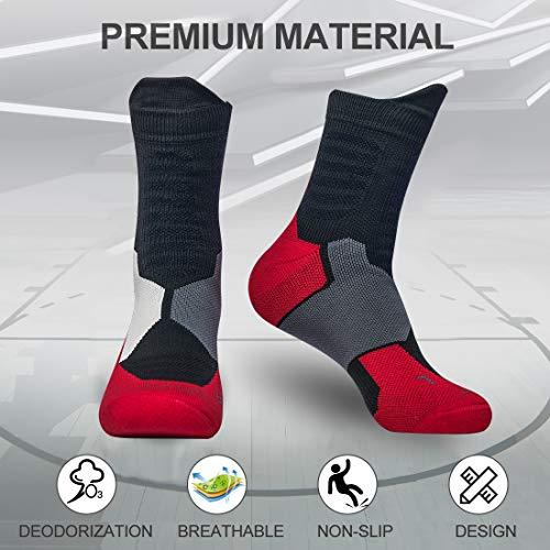 DISILE Elite Basketball Socks, Cushioned Dri-Fit Athletic Crew Socks - Thick Sports Socks For Men & Women