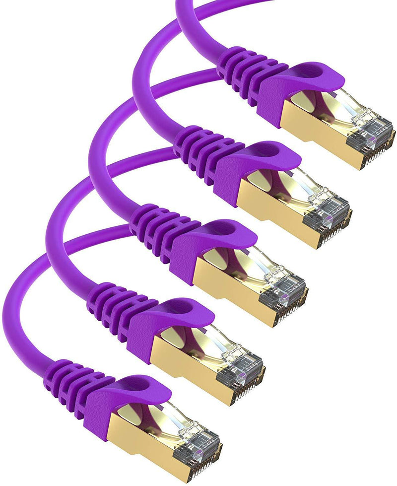 Maximm Cat7 Ethernet Cable, 15 Feet, Green, 5-Pack - Pure Copper - RJ45 Gold-Plated Snagless Connectors 600 MHz, 10 Gbps. for Fast Network & Computer Networking + Cable Clips and Ties