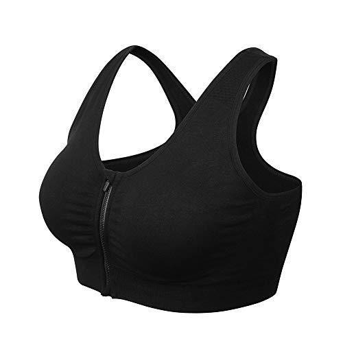 Women's Zip Front Sports Bra Wireless Post-Surgery Bra Active Yoga Sports Bras