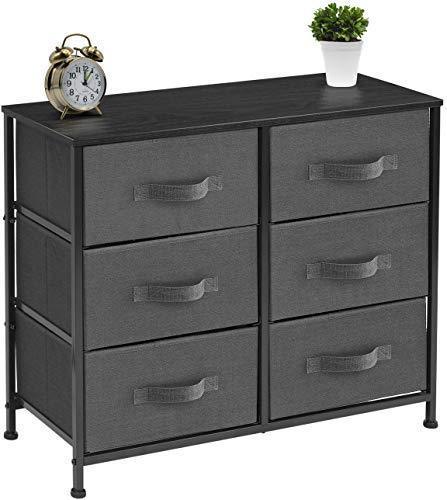 Sorbus Dresser with 5 Drawers - Furniture Storage Tower Unit for Bedroom, Hallway, Closet, Office Organization - Steel Frame, Wood Top, Easy Pull Fabric Bins (Black/Charcoal)