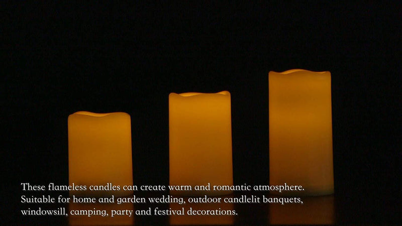 Aignis Flameless Candles, Led Candles Set of 7(H 4" 4" 4" 5" 5" 6" 6" x D 3") Ivory Resin Candles Battery Candles with Remote Timer Waterproof Outdoor Indoor Candles