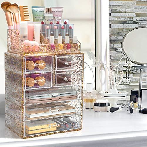 Sorbus Acrylic Cosmetic Makeup and Jewelry Storage Case Display-Spacious Design-for Bathroom, Dresser, Vanity and Countertop (4 Large, 2 Small Drawers, Clear)