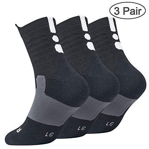 DISILE Elite Basketball Socks, Cushioned Dri-Fit Athletic Crew Socks - Thick Sports Socks For Men & Women