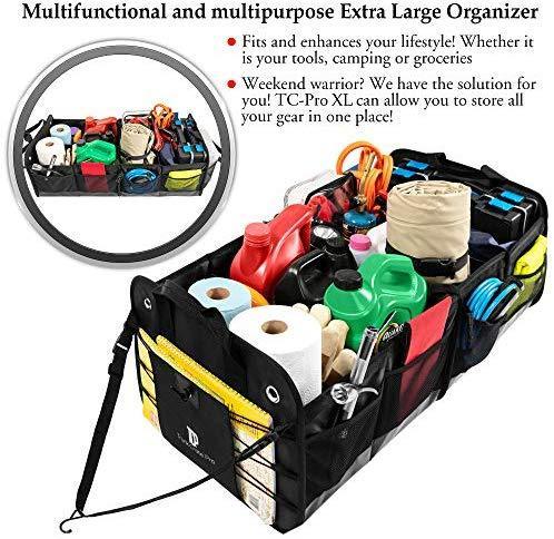 TRUNKCRATEPRO Collapsible Portable Multi Compartments Heavy Duty Non-Slip Cargo Trunk Organizer Storage, Blue