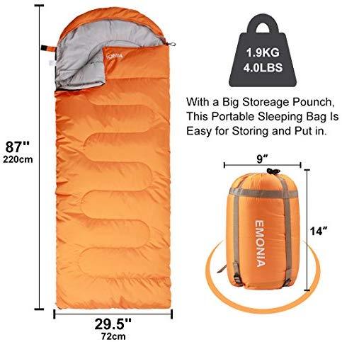 EMONIA Camping Sleeping Bag, 3 Season Waterproof Outdoor Hiking Backpacking Sleeping Bag Perfect for Traveling,Lightweight Portable Envelope Sleeping Bags