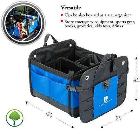 TRUNKCRATEPRO Collapsible Portable Multi Compartments Heavy Duty Non-Slip Cargo Trunk Organizer Storage, Blue