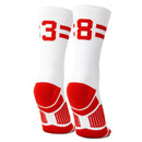 Classic Stripe Team Number Socks | Woven Mid-Calf | White & Red