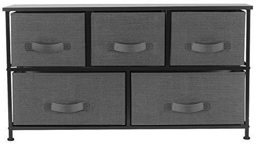 Sorbus Dresser with 5 Drawers - Furniture Storage Tower Unit for Bedroom, Hallway, Closet, Office Organization - Steel Frame, Wood Top, Easy Pull Fabric Bins (Black/Charcoal)