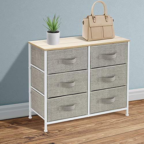 Sorbus Dresser with 5 Drawers - Furniture Storage Tower Unit for Bedroom, Hallway, Closet, Office Organization - Steel Frame, Wood Top, Easy Pull Fabric Bins (Black/Charcoal)