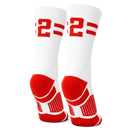 Classic Stripe Team Number Socks | Woven Mid-Calf | White & Red