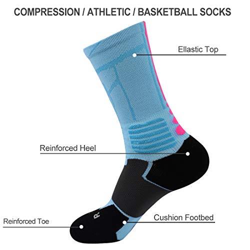 DISILE Elite Basketball Socks, Cushioned Dri-Fit Athletic Crew Socks - Thick Sports Socks For Men & Women