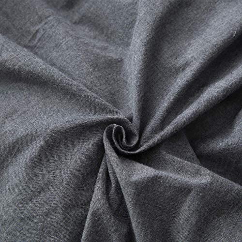 100% Washed Cotton Duvet Cover 3 Piece, Comforter Cover Queen Full Size, Solid Color and Ultra Soft with Zipper Closure, Corner Ties, Simple Bedding Style, Gray by SORMAG