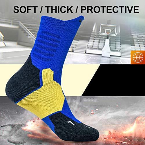 DISILE Elite Basketball Socks, Cushioned Dri-Fit Athletic Crew Socks - Thick Sports Socks For Men & Women