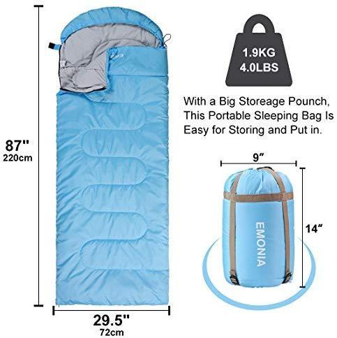 EMONIA Camping Sleeping Bag, 3 Season Waterproof Outdoor Hiking Backpacking Sleeping Bag Perfect for Traveling,Lightweight Portable Envelope Sleeping Bags