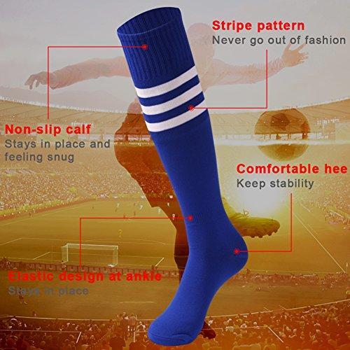 saounisi Unisex Tube Socks Stripe,2 Pairs Knee High Football Soccer Volleyball Baseball Cheerleading Team Socks