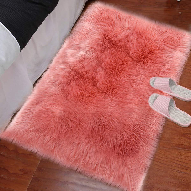 PAGISOFE Soft Faux Sheepskin Fluffy Rugs for Bedroom Kids Room, High Pile Faux Fur Area Rug Bedside Floor Carpet Photography, 3x5 Feet Rectangular Grey