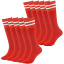 Youth Soccer Socks Fasoar Teens Knee High Football Socks Long Striped Rugby Tube Socks 2/6/10 Pairs